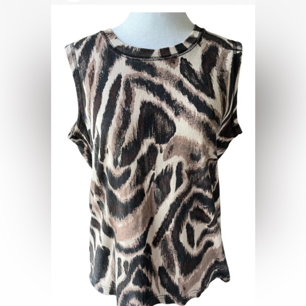 Women’s Hilliard And Hanson Large Animal Print Cotton Tank Top